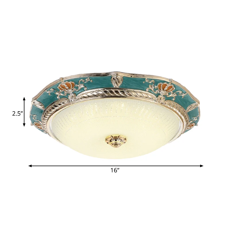 Luminaire encastré LED traditionnel en résine, couronne, abricot/vert, pour chambre à coucher Clearhalo