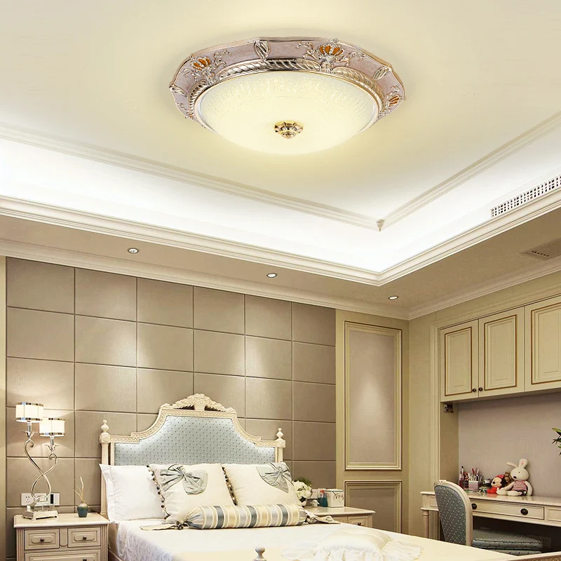 Luminaire encastré LED traditionnel en résine, couronne, abricot/vert, pour chambre à coucher Clearhalo