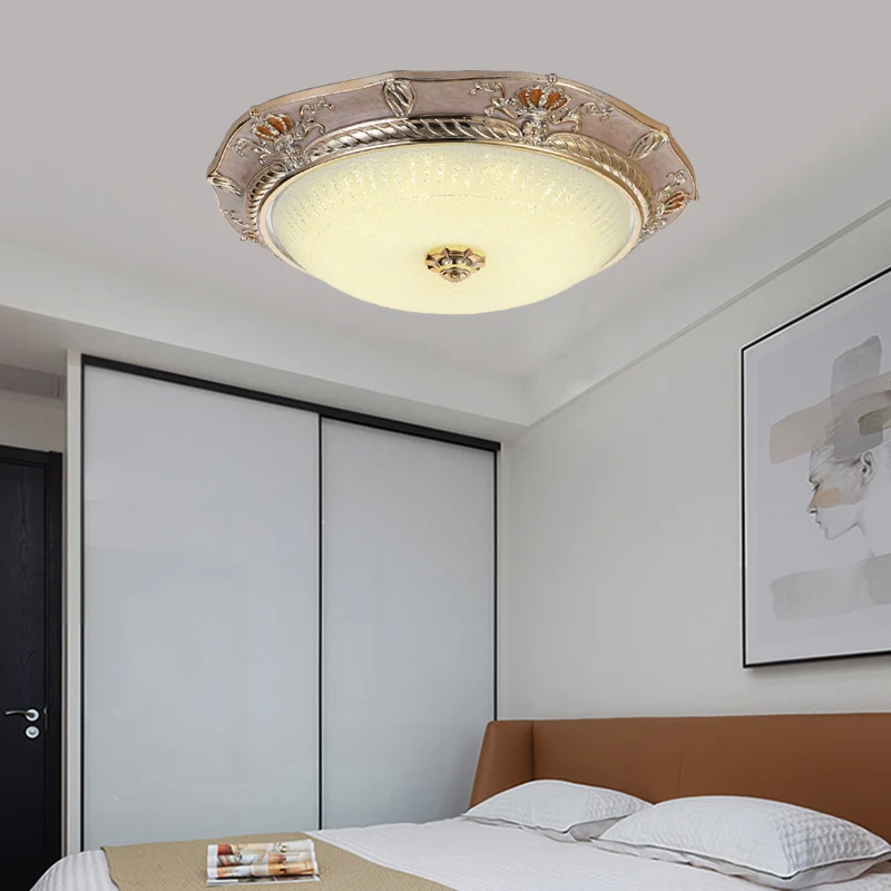 Luminaire encastré LED traditionnel en résine, couronne, abricot/vert, pour chambre à coucher Clearhalo