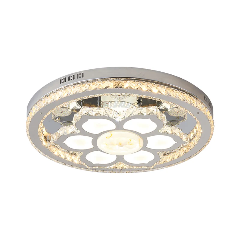 Luminaire encastré Lotus à LED en cristal à facettes simples, en acier inoxydable, éclairage proche du plafond Clearhalo