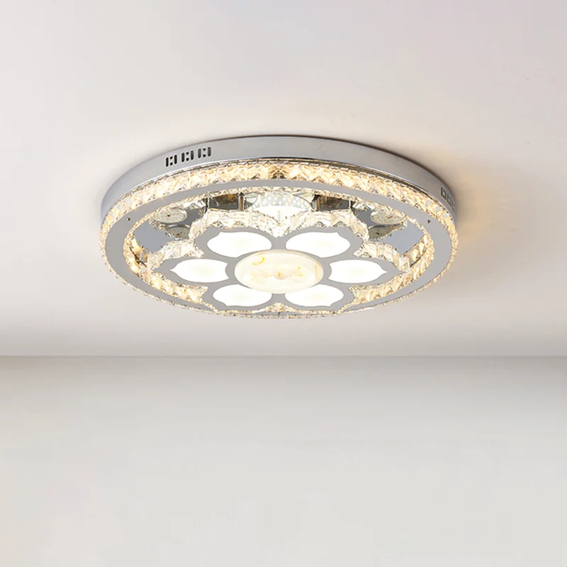 Luminaire encastré Lotus à LED en cristal à facettes simples, en acier inoxydable, éclairage proche du plafond Clearhalo