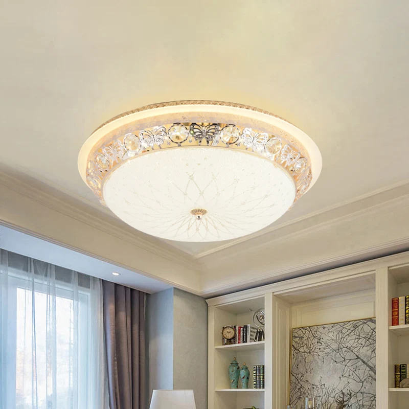 Luminaire encastré moderne en cristal pour chambre à coucher, support de plafond LED doré de 16 "/ 20" de large avec abat-...