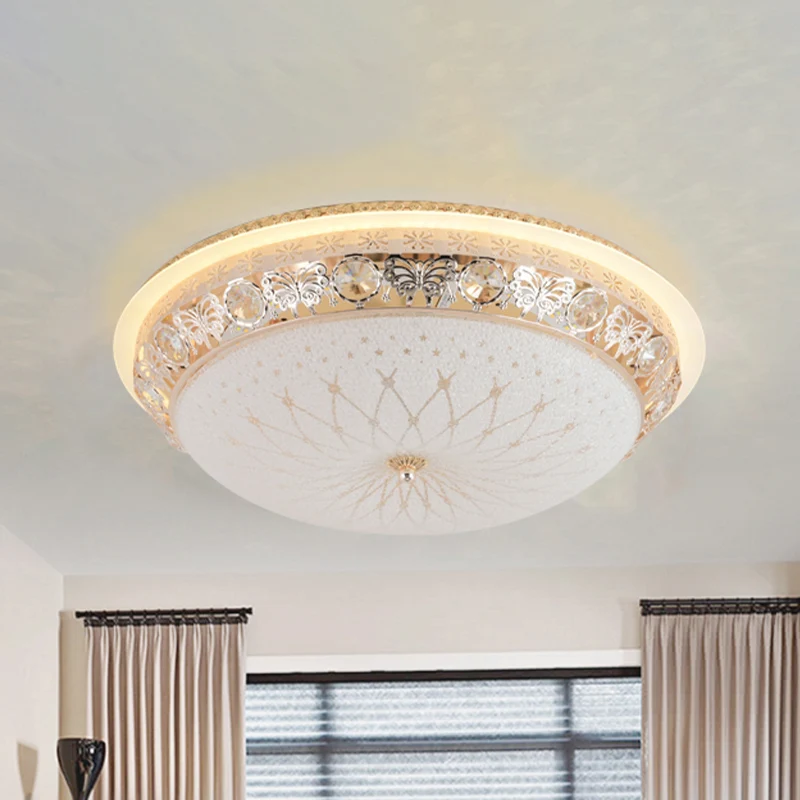 Luminaire encastré moderne en cristal pour chambre à coucher, support de plafond LED doré de 16 "/ 20" de large avec abat-...
