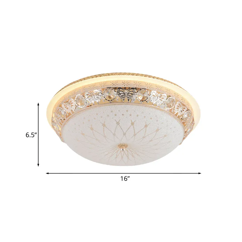 Luminaire encastré moderne en cristal pour chambre à coucher, support de plafond LED doré de 16 "/ 20" de large avec abat-...