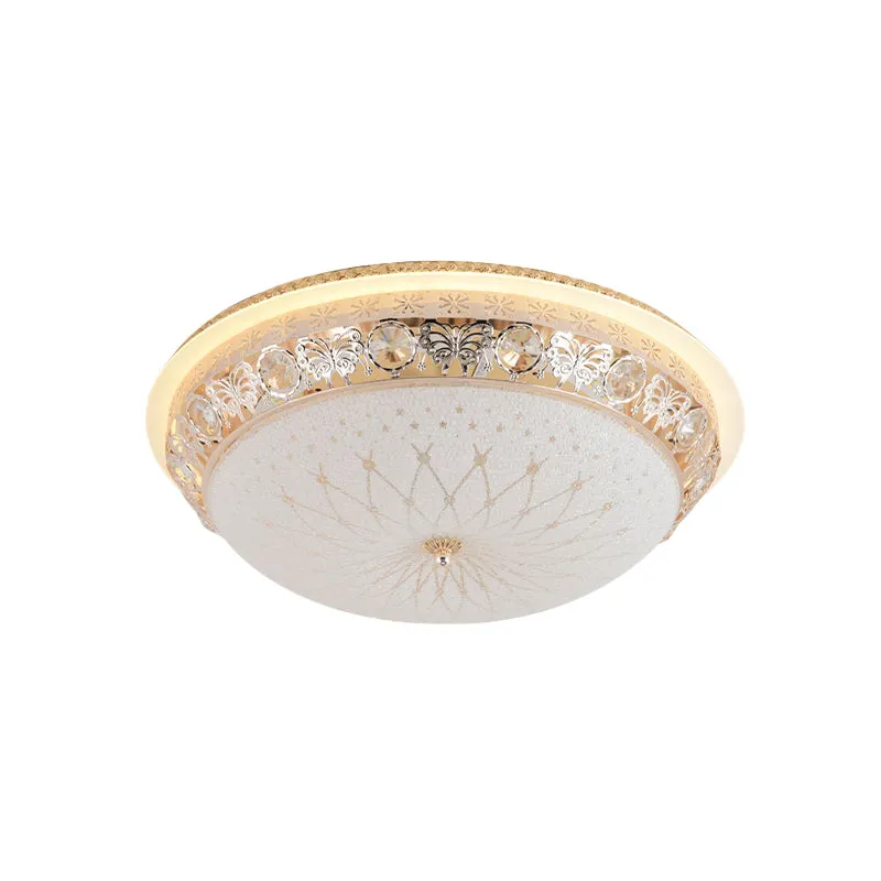 Luminaire encastré moderne en cristal pour chambre à coucher, support de plafond LED doré de 16 "/ 20" de large avec abat-...