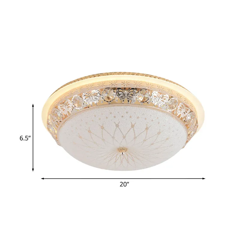 Luminaire encastré moderne en cristal pour chambre à coucher, support de plafond LED doré de 16 "/ 20" de large avec abat-...