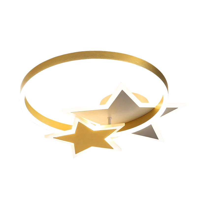 Luminaire encastré en métal pour enfants, étoile dorée et cercle LED, luminaire de plafond pour chambre d'enfants Clearhalo