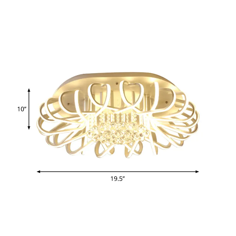 Luminaire encastré ovale en acrylique de 19,5 / 24,5 po de W, éclairage de plafond blanc moderne à LED avec accent de boul...
