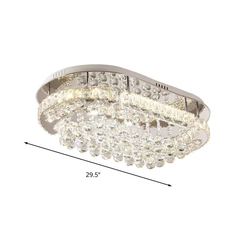 Luminaire encastré ovale à boule de cristal Luminaire encastré à LED minimaliste en chrome Clearhalo
