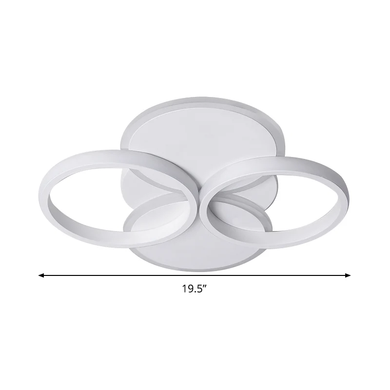 Luminaire encastré au plafond avec anneau en acrylique de 16 po/19,5 po de largeur à LED simple, noir/blanc, lumière chaud...