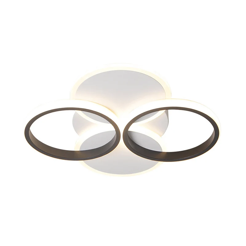 Luminaire encastré au plafond avec anneau en acrylique de 16 po/19,5 po de largeur à LED simple, noir/blanc, lumière chaud...