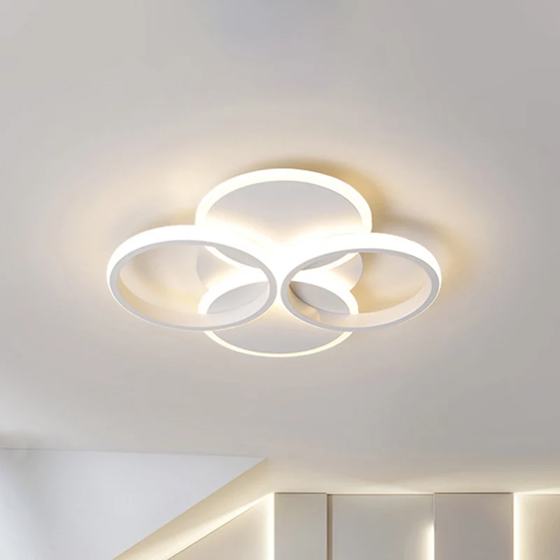 Luminaire encastré au plafond avec anneau en acrylique de 16 po/19,5 po de largeur à LED simple, noir/blanc, lumière chaud...