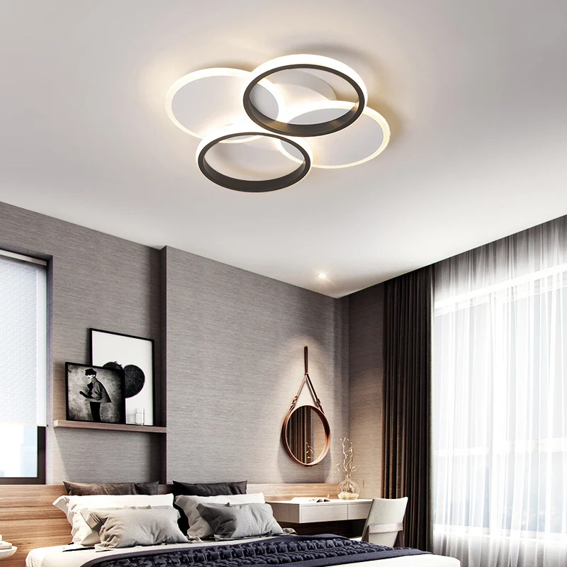 Luminaire encastré au plafond avec anneau en acrylique de 16 po/19,5 po de largeur à LED simple, noir/blanc, lumière chaud...