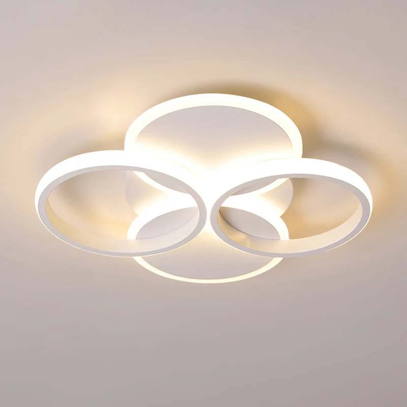 Luminaire encastré au plafond avec anneau en acrylique de 16 po/19,5 po de largeur à LED simple, noir/blanc, lumière chaud...