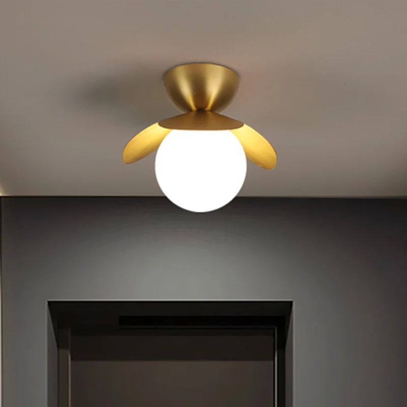 Luminaire encastré au plafond en forme de pétale, poteau moderne en métal, 1 tête, finition en laiton, éclairage encastré...