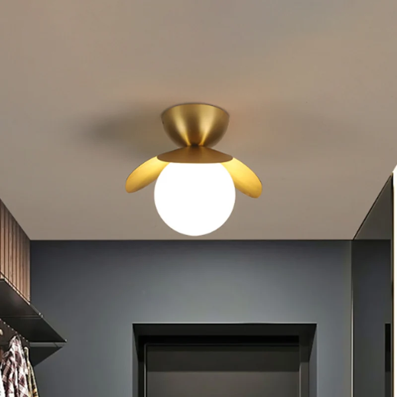 Luminaire encastré au plafond en forme de pétale, poteau moderne en métal, 1 tête, finition en laiton, éclairage encastré...