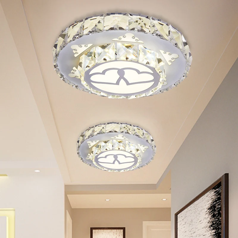 Luminaire encastré de plafond à LED blanc, luminaire moderne en forme de cœur aimant en cristal pour couloir en lumière bl...