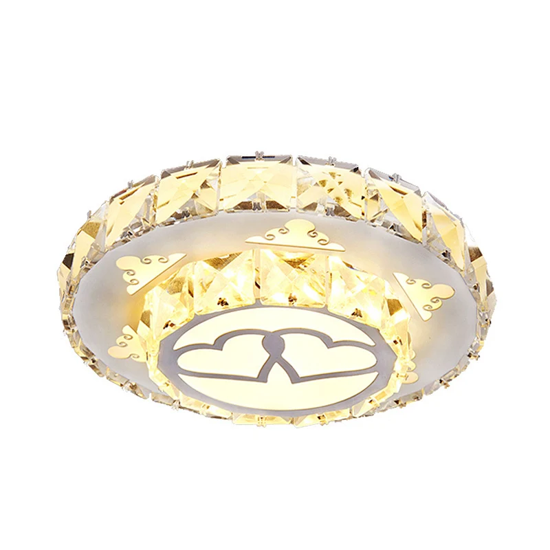 Luminaire encastré de plafond à LED blanc, luminaire moderne en forme de cœur aimant en cristal pour couloir en lumière bl...