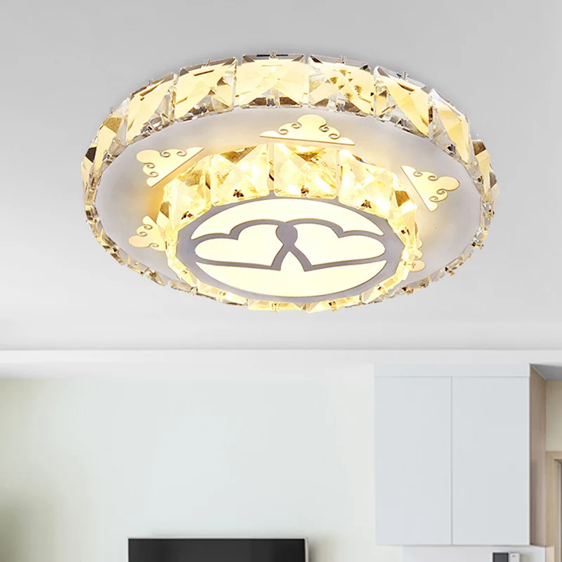 Luminaire encastré de plafond à LED blanc, luminaire moderne en forme de cœur aimant en cristal pour couloir en lumière bl...