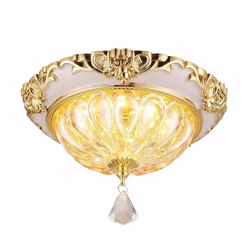 Luminaire encastré de plafond LED doré, luminaire moderne en verre de cristal ambre avec bord sculpté Clearhalo