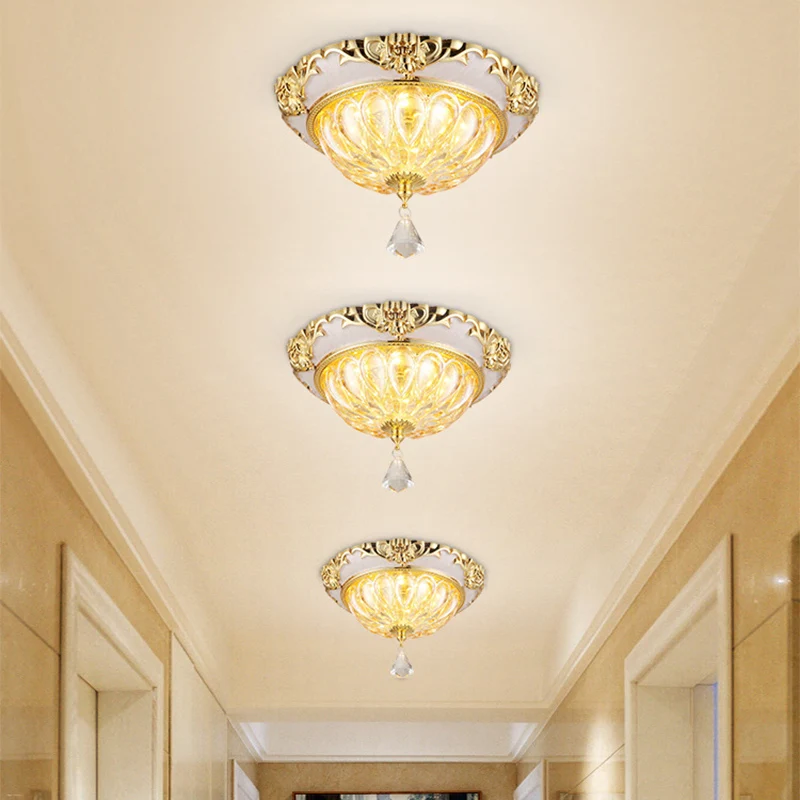 Luminaire encastré de plafond LED doré, luminaire moderne en verre de cristal ambre avec bord sculpté Clearhalo