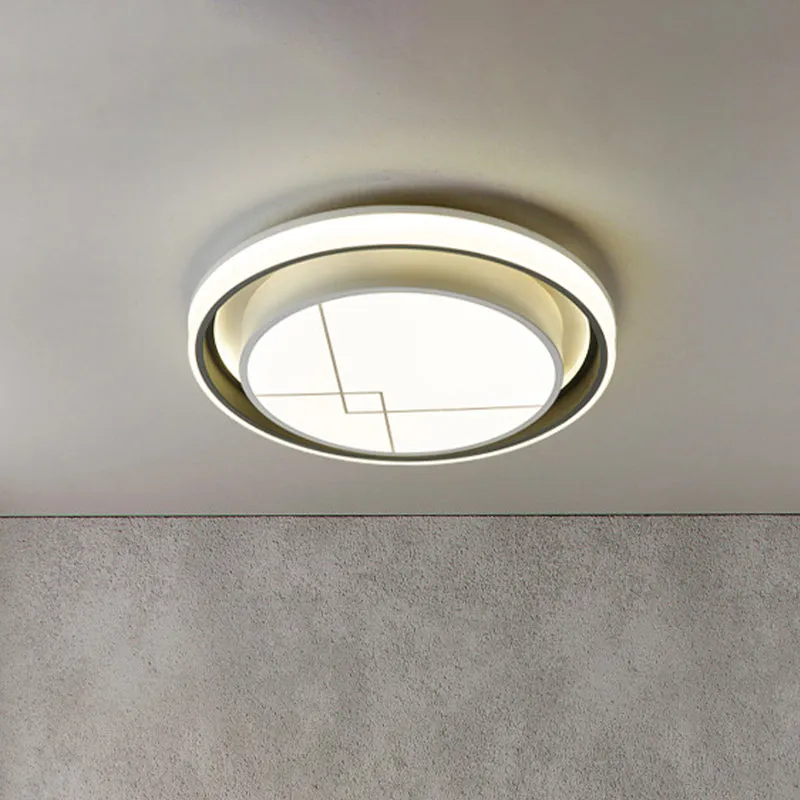 Luminaire encastré de plafond LED en métal, cercle moderniste, en blanc, pour chambre à coucher, lumière chaude/blanche Cl...