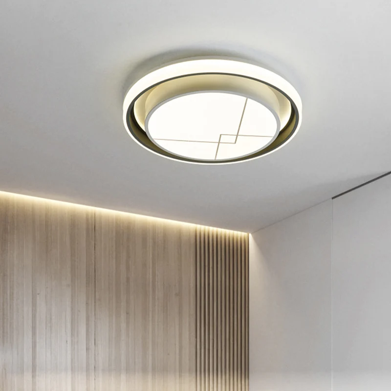 Luminaire encastré de plafond LED en métal, cercle moderniste, en blanc, pour chambre à coucher, lumière chaude/blanche Cl...