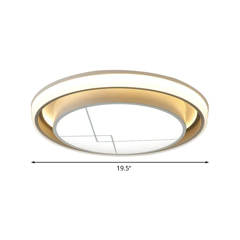 Luminaire encastré de plafond LED en métal, cercle moderniste, en blanc, pour chambre à coucher, lumière chaude/blanche Cl...