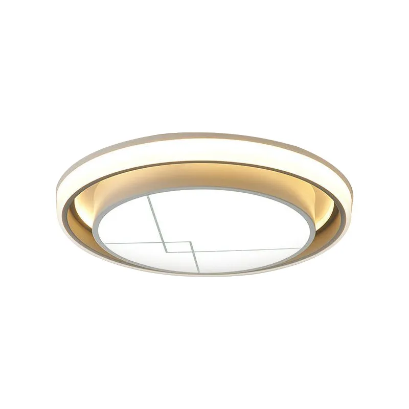Luminaire encastré de plafond LED en métal, cercle moderniste, en blanc, pour chambre à coucher, lumière chaude/blanche Cl...