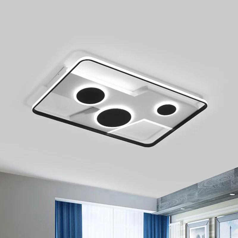 Luminaire encastré rectangulaire en acrylique, plafonnier LED noir et blanc, lumière blanche chaude/télécommande, gradatio...