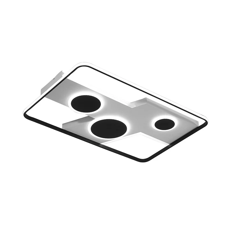 Luminaire encastré rectangulaire en acrylique, plafonnier LED noir et blanc, lumière blanche chaude/télécommande, gradatio...