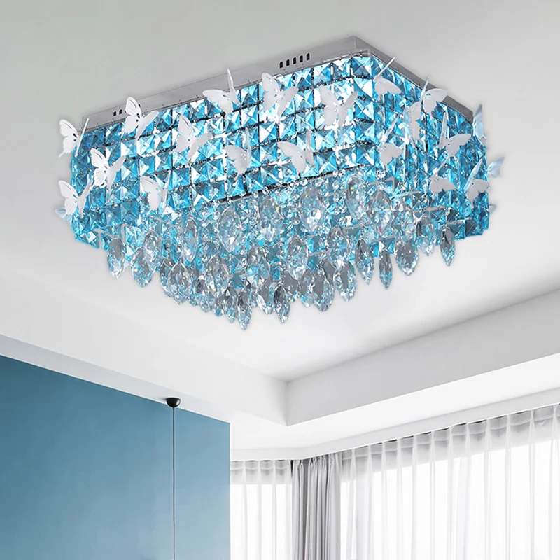 Luminaire encastré rectangulaire Simplicity, plafonnier LED en forme de papillon en acier inoxydable, transparent/ambre/bl...