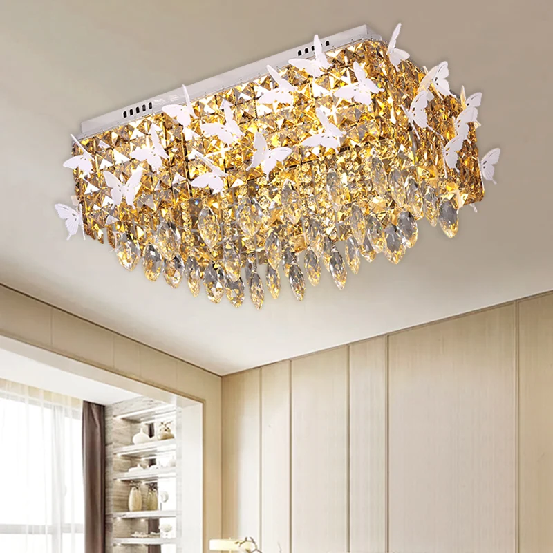 Luminaire encastré rectangulaire Simplicity, plafonnier LED en forme de papillon en acier inoxydable, transparent/ambre/bl...