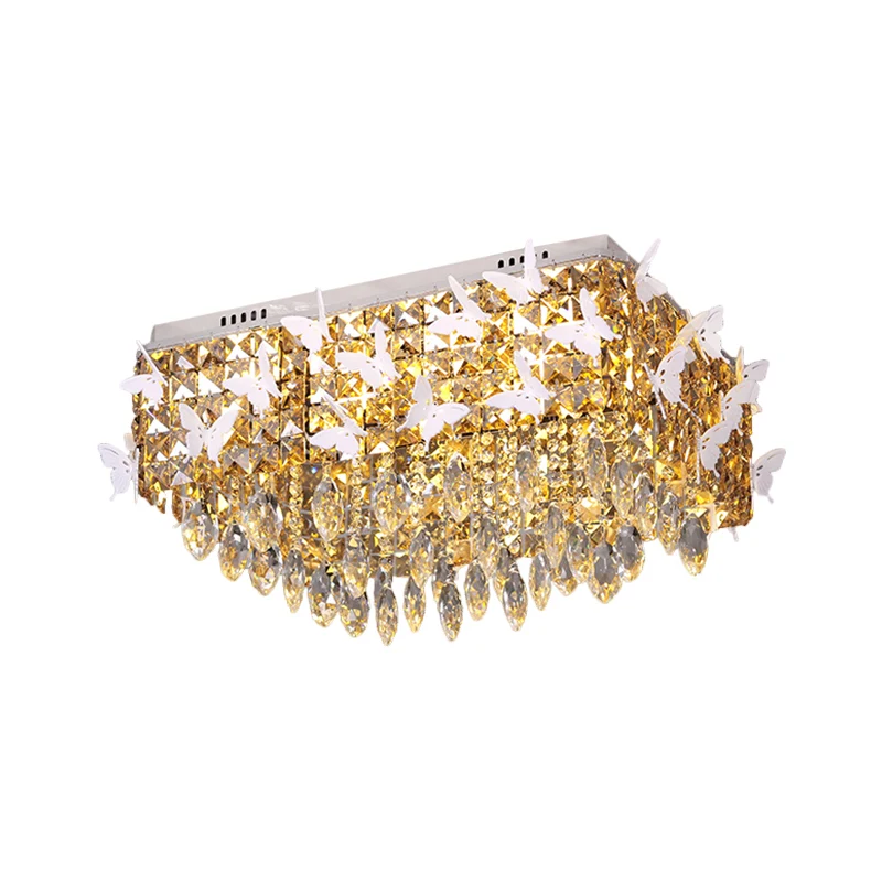Luminaire encastré rectangulaire Simplicity, plafonnier LED en forme de papillon en acier inoxydable, transparent/ambre/bl...