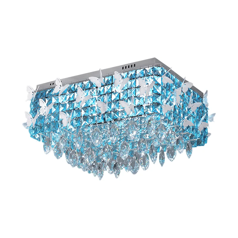 Luminaire encastré rectangulaire Simplicity, plafonnier LED en forme de papillon en acier inoxydable, transparent/ambre/bl...