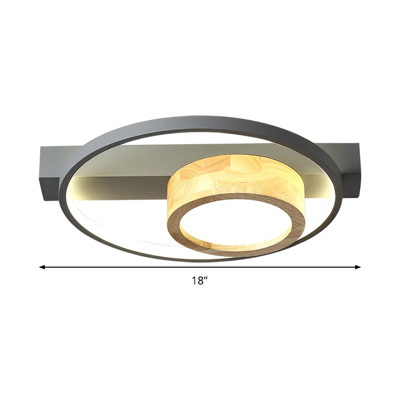 Luminaire encastré rond en bois, plafonnier LED minimaliste gris/blanc pour salon Clearhalo