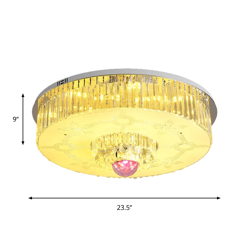 Luminaire encastré rond moderne en cristal rectangulaire LED pour plafond de salon en chrome Clearhalo