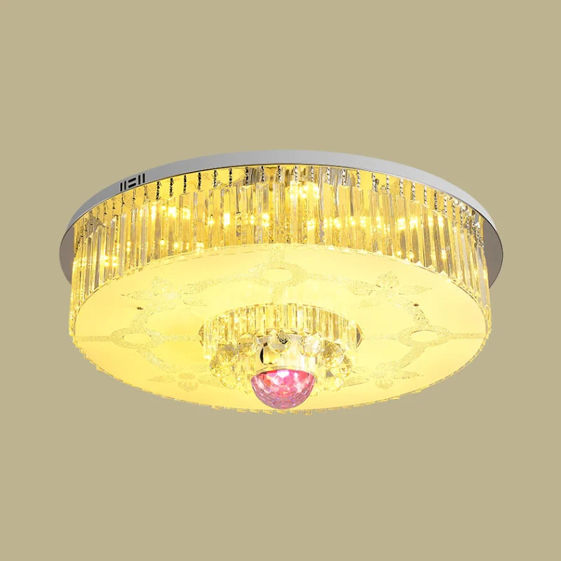 Luminaire encastré rond moderne en cristal rectangulaire LED pour plafond de salon en chrome Clearhalo