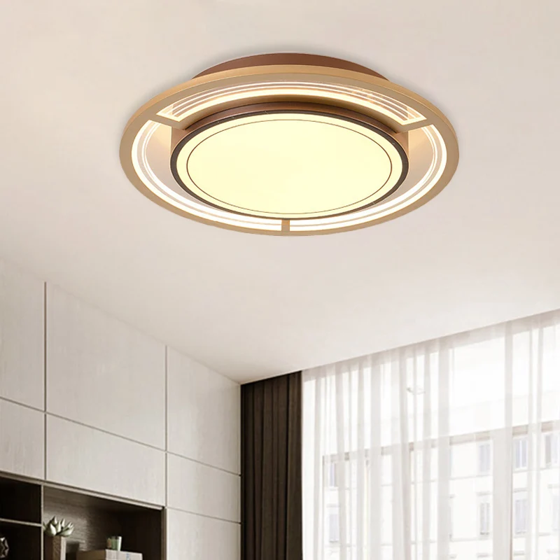 Luminaire encastré rond en métal pour chambre à coucher, plafonnier LED moderniste en marron Clearhalo