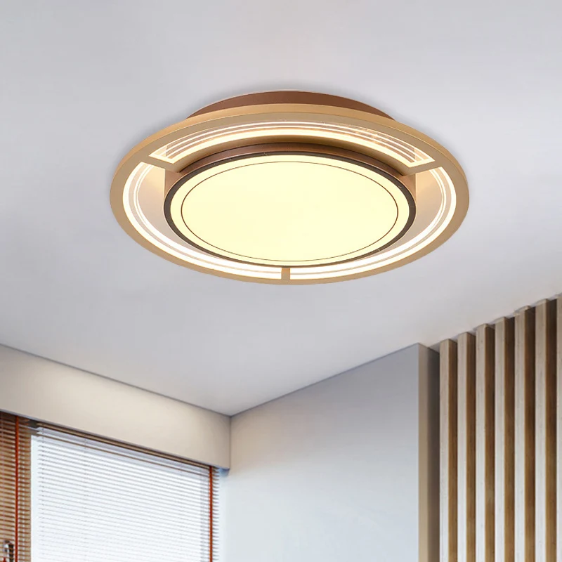 Luminaire encastré rond en métal pour chambre à coucher, plafonnier LED moderniste en marron Clearhalo