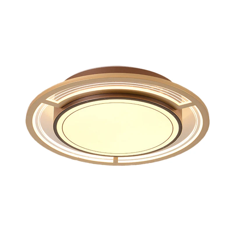 Luminaire encastré rond en métal pour chambre à coucher, plafonnier LED moderniste en marron Clearhalo