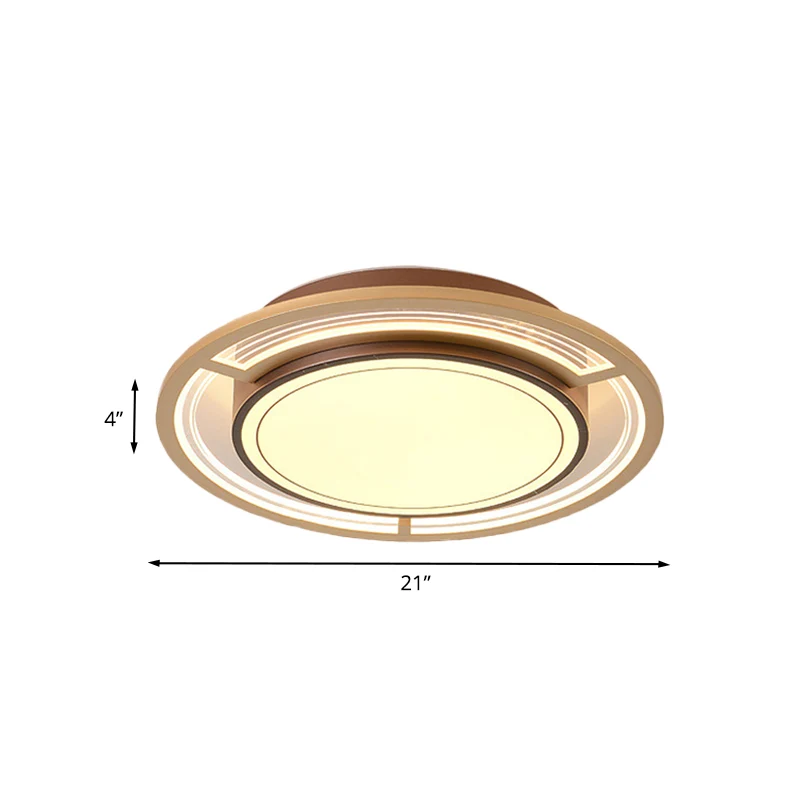 Luminaire encastré rond en métal pour chambre à coucher, plafonnier LED moderniste en marron Clearhalo