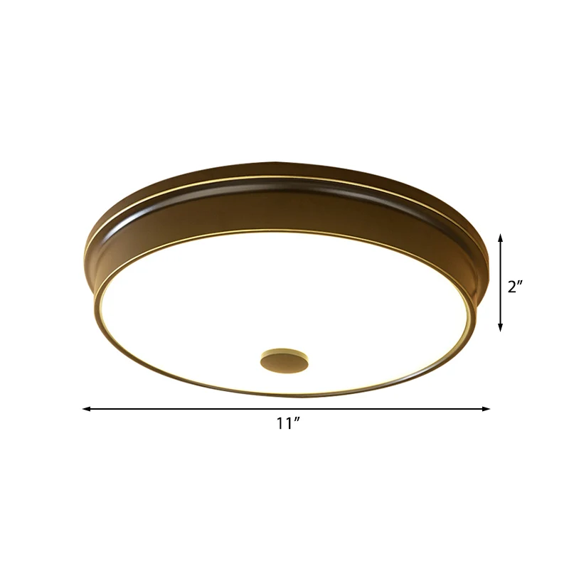 Luminaire encastré rond en verre blanc, éclairage de plafond LED traditionnel pour chambre à coucher, noir/or, 11"/12,5"/1...