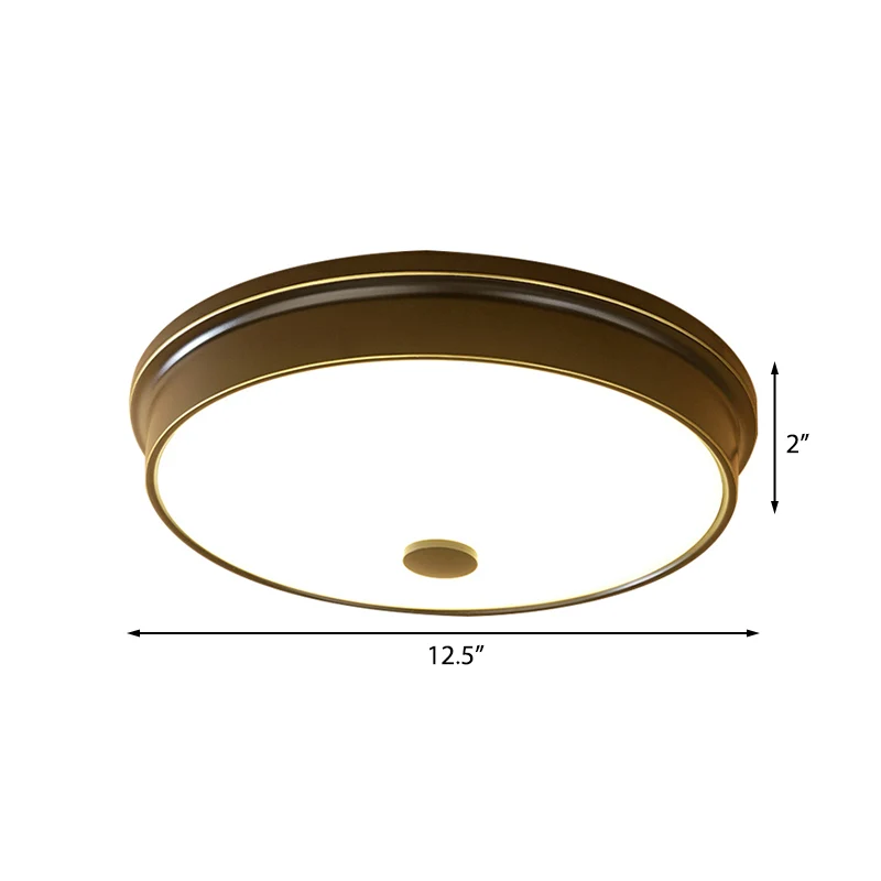 Luminaire encastré rond en verre blanc, éclairage de plafond LED traditionnel pour chambre à coucher, noir/or, 11"/12,5"/1...