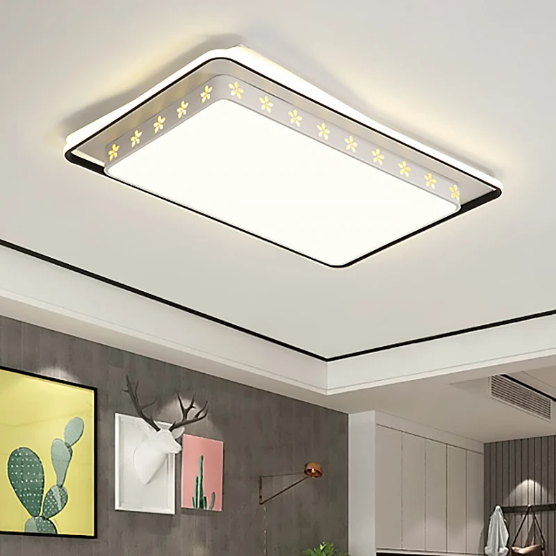 Luminaire encastré rond/rectangulaire en acrylique, plafonnier Led blanc moderne avec diffuseur encastré pour chambre à co...