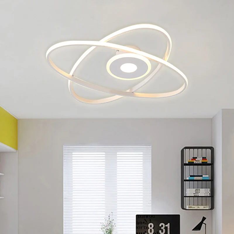 Luminaire LED encastré pour chambre à coucher, support de plafond contemporain noir/blanc avec cadre ovale, abat-jour en a...