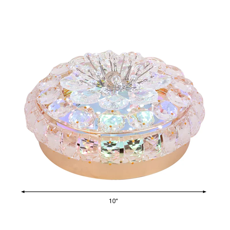 Luminaire LED rond encastré au plafond en bloc de cristal, moderne, en or, pour porte, lumière chaude/blanche Clearhalo