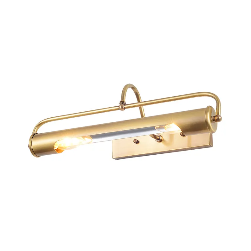 Luminaire linéaire pour meuble-lavabo de salle de bain, applique murale traditionnelle en métal doré à 2 lumières avec bra...