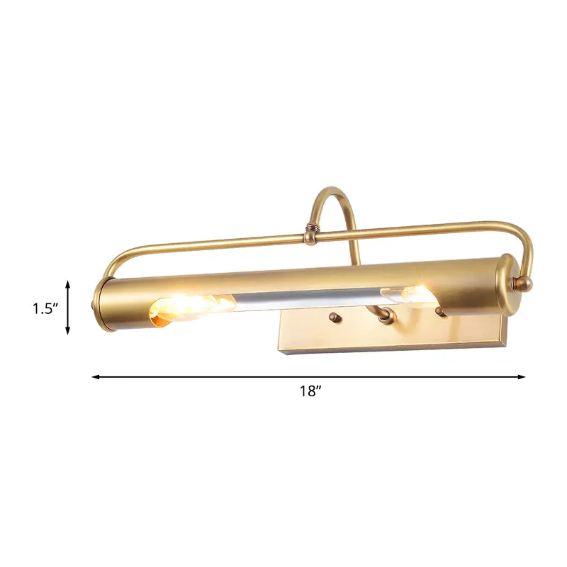 Luminaire linéaire pour meuble-lavabo de salle de bain, applique murale traditionnelle en métal doré à 2 lumières avec bra...