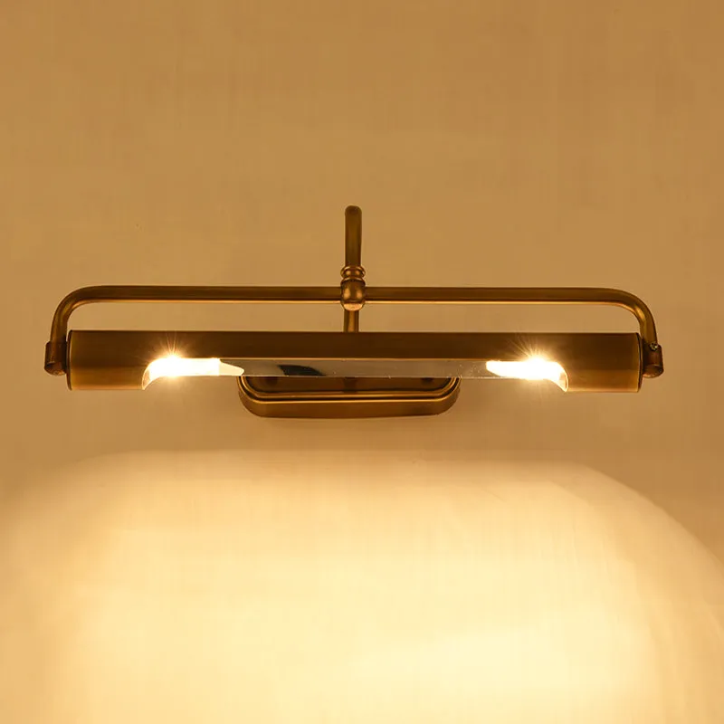 Luminaire linéaire pour meuble-lavabo de salle de bain, applique murale traditionnelle en métal doré à 2 lumières avec bra...